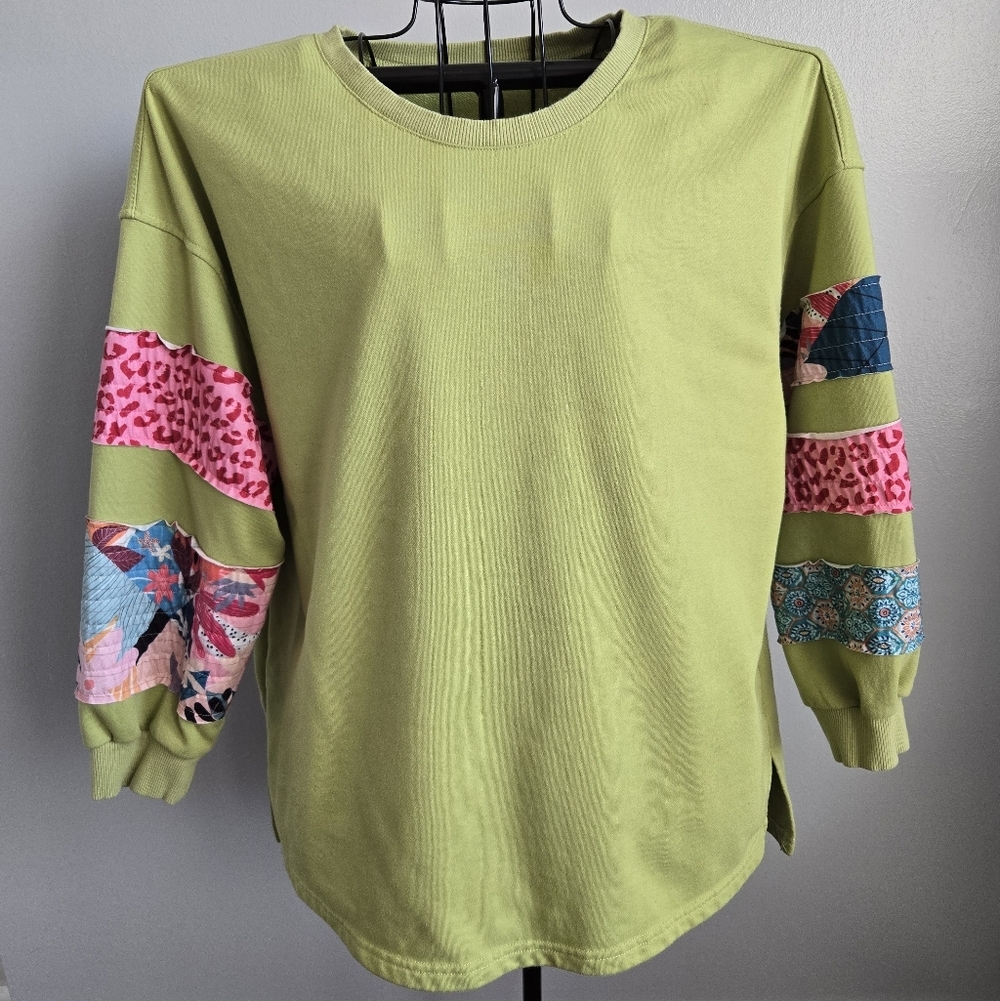 Colorful Spring Patchwork Sleeve Sweatshirt